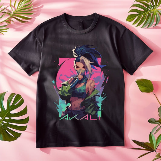Akali T Shirt League Of Legends Heavy Cotton Gaming Tee Gaming Streetwear Graphic T-Shirt Stylish Japanese Anime Shirt