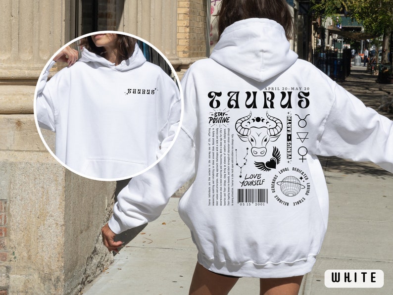 Taurus Hoodie Astrology Y2K Hoodie Zodiac Sign Gift Custom Birthday Gift Retro Graphic Sweatshirt Trendy Positive Words Shirt Taurus Gift