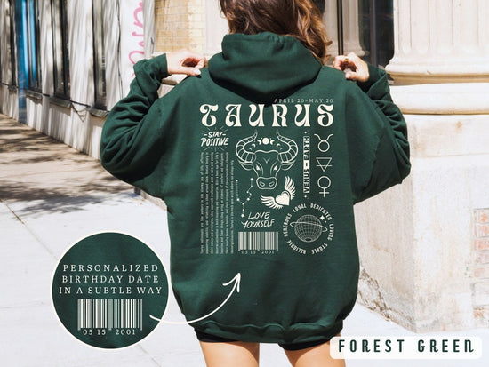 Taurus Hoodie Astrology Y2K Hoodie Zodiac Sign Gift Custom Birthday Gift Retro Graphic Sweatshirt Trendy Positive Words Shirt Taurus Gift