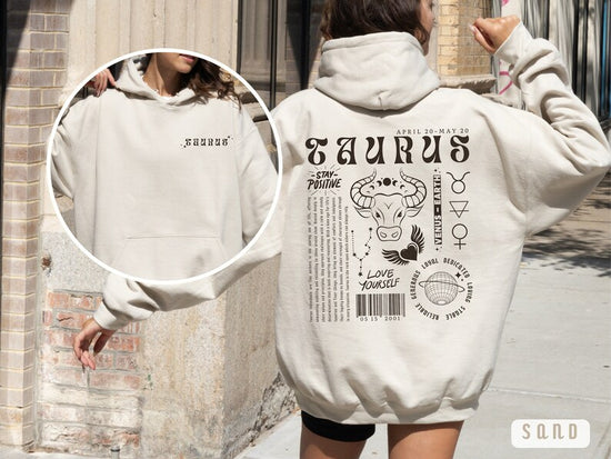 Taurus Hoodie Astrology Y2K Hoodie Zodiac Sign Gift Custom Birthday Gift Retro Graphic Sweatshirt Trendy Positive Words Shirt Taurus Gift