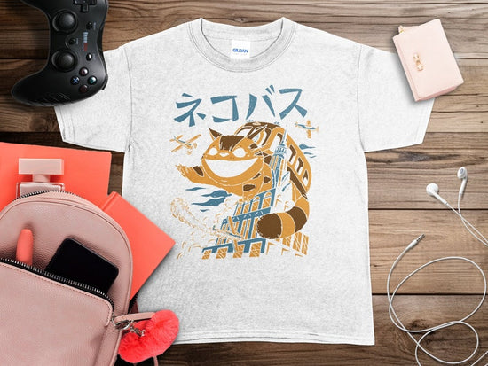 Vintage-Inspired Anime Cat T-Shirt, Retro Japanese Graphic Tee, Unisex Streetwear, Urban Cool Feline Design, Casual Tops for Fans