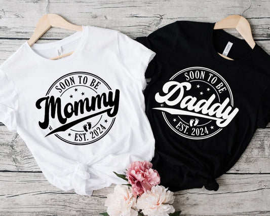 Soon to be Mommy shirt, Soon to be Daddy shirt, Mom and Dad Matching T-shirts