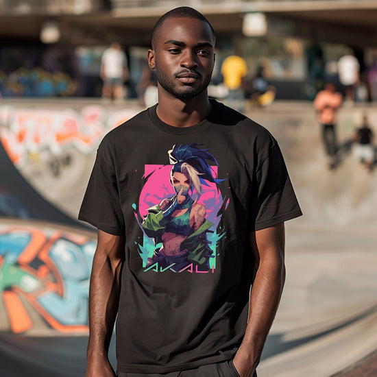 Akali T Shirt League Of Legends Heavy Cotton Gaming Tee Gaming Streetwear Graphic T-Shirt Stylish Japanese Anime Shirt
