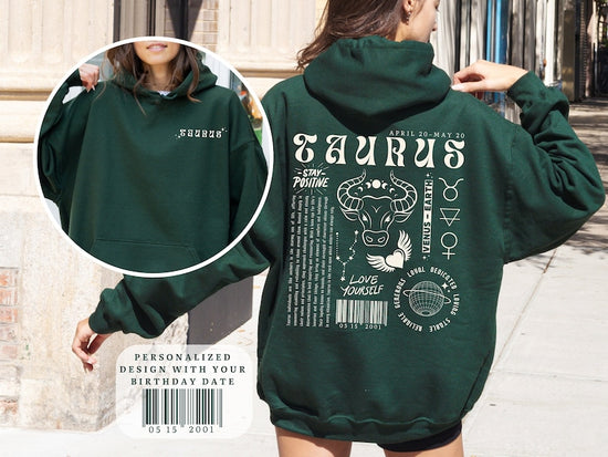 Taurus Hoodie Astrology Y2K Hoodie Zodiac Sign Gift Custom Birthday Gift Retro Graphic Sweatshirt Trendy Positive Words Shirt Taurus Gift