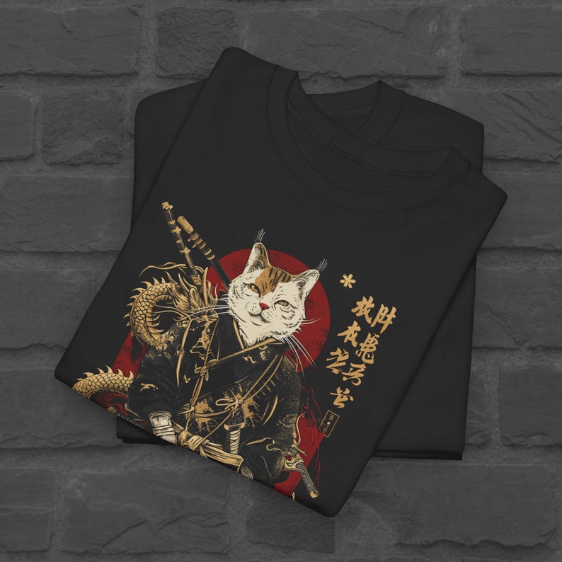Samurai Cat T-Shirt | Japanese Cat Tshirt | Cat With Kimono Shirt | Anime Tshirt | Cute Cat Tshirt | Kitten Shirt | Harajuku | Y2K Top
