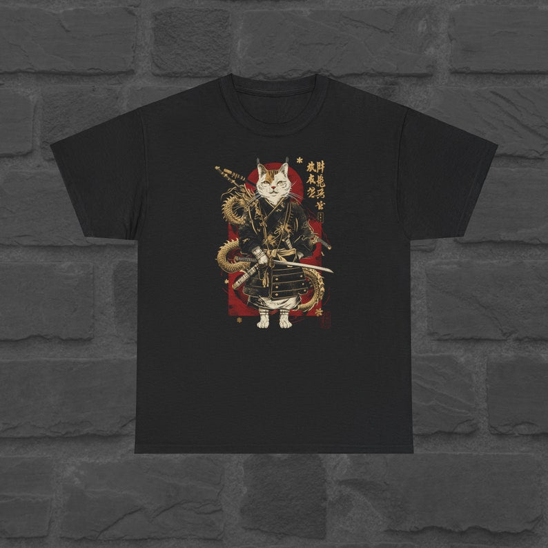 Samurai Cat T-Shirt | Japanese Cat Tshirt | Cat With Kimono Shirt | Anime Tshirt | Cute Cat Tshirt | Kitten Shirt | Harajuku | Y2K Top