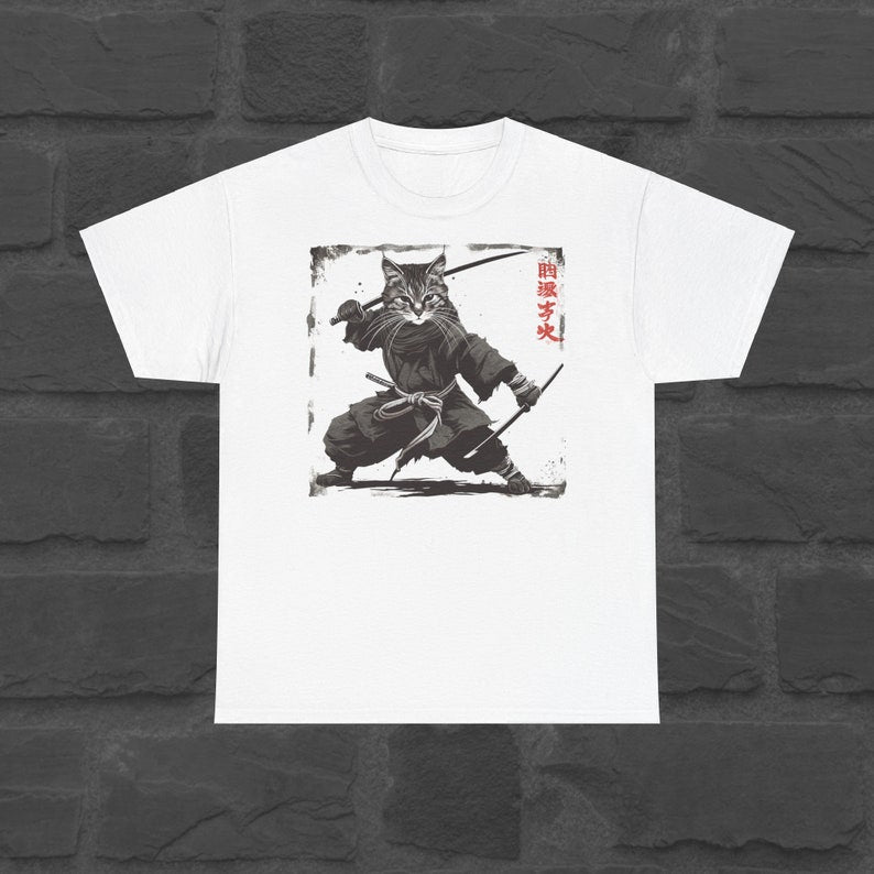 Samurai Cat T-Shirt | Japanese Cat Tshirt | Cat With Kimono Shirt | Anime Tshirt | Cute Cat Tshirt | Kitten Shirt | Harajuku | Y2K Top