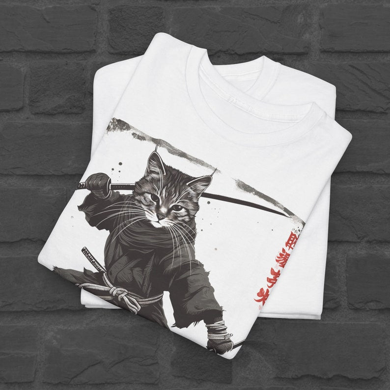 Samurai Cat T-Shirt | Japanese Cat Tshirt | Cat With Kimono Shirt | Anime Tshirt | Cute Cat Tshirt | Kitten Shirt | Harajuku | Y2K Top