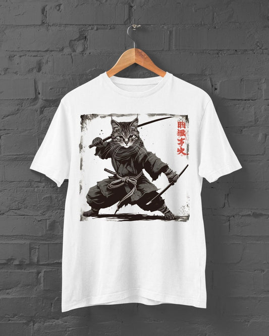 Samurai Cat T-Shirt | Japanese Cat Tshirt | Cat With Kimono Shirt | Anime Tshirt | Cute Cat Tshirt | Kitten Shirt | Harajuku | Y2K Top