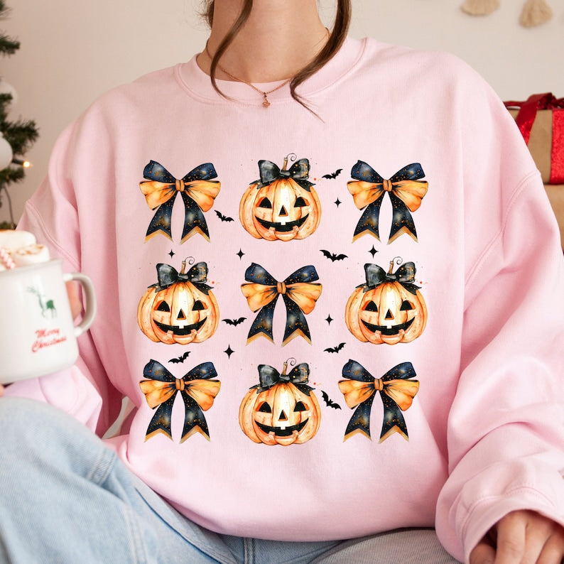 Halloween Pumpkin, Coquette Bow Halloween, Spooky Season, Halloween Shirt