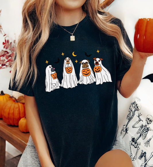Halloween T-Shirt, Сute Ghost Dog, Halloween Shirt, Ghost T-shirt, Dog Lovers T-Shirt, Halloween Dog T-shirt, Spooky Season
