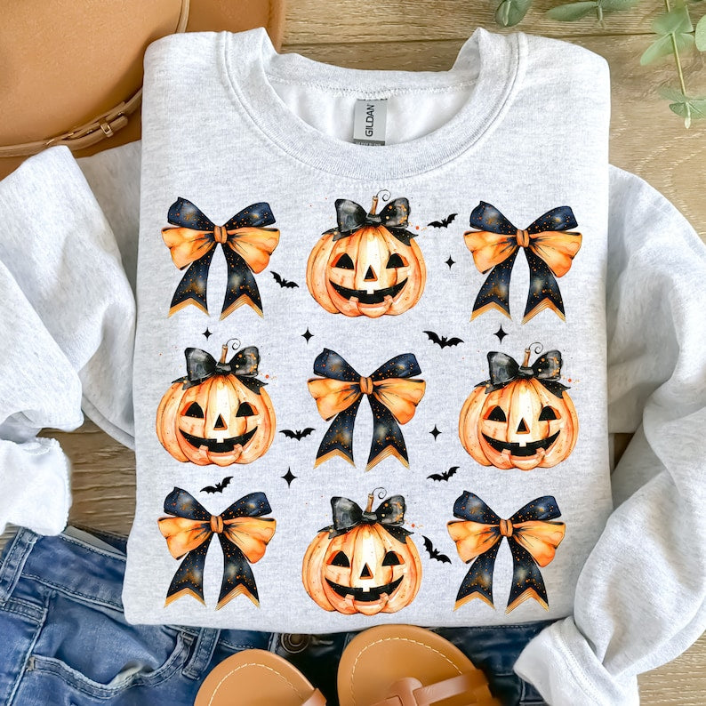 Halloween Pumpkin, Coquette Bow Halloween, Spooky Season, Halloween Shirt
