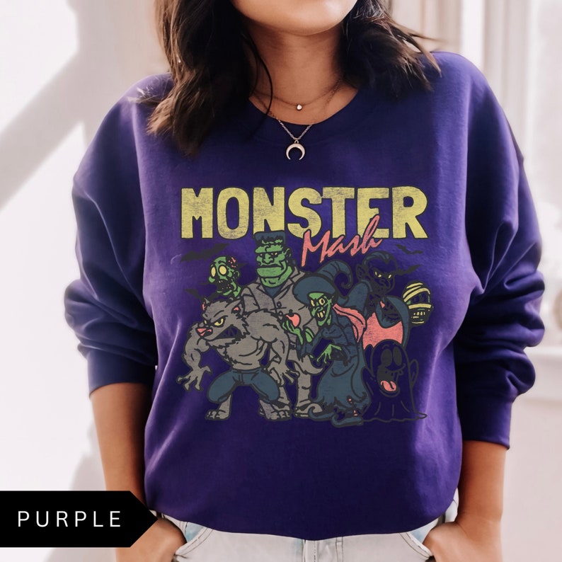 Retro Halloween Monster Mash Sweatshirt, Halloween Aesthetic, Vintage Halloween Sweatshirt, Graphic Monster Sweatshirt, Fall Oversized Shirt