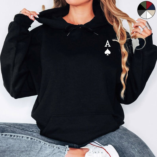 Ace of Spades Unisex Hoodie, Playing Card Hoodie, Poker Lover Hoodie, Card Game Hoodie, Symbol Hoody