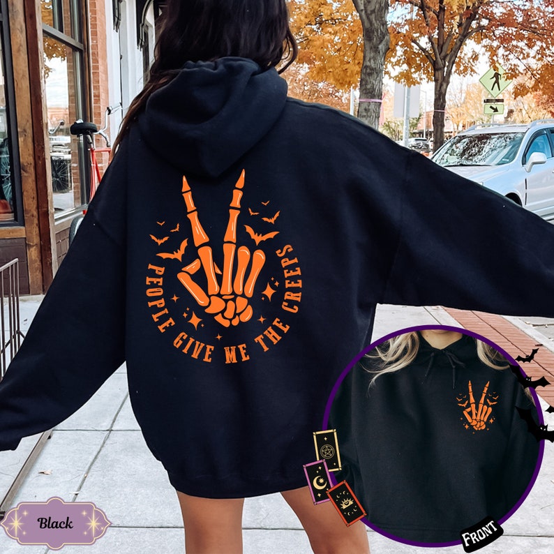Spooky Gift, Halloween Skeleton Hand Witch Vibes Hoodie, Spooky Season Graphic