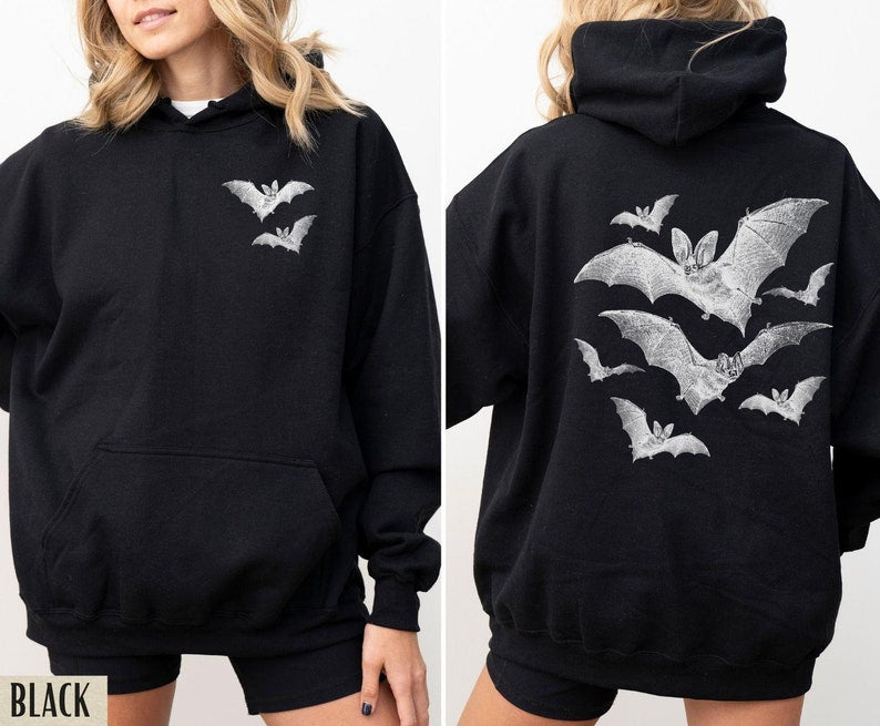 Bat Hoodie, Halloween Hoodies, Witchy Stuff, Halloween Hoodie Back and Front, Halloween Gift