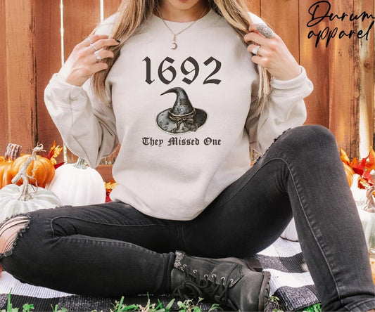 1692 They Missed One Sweatshirt, Salem Witch Sweatshirt, Halloween Shirt, Halloween Costume, Gift For Halloween, Spooky Season Sweater