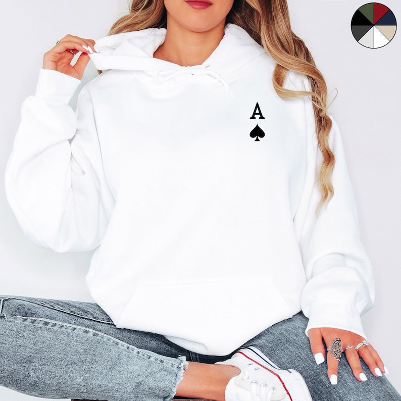Ace of Spades Unisex Hoodie, Playing Card Hoodie, Poker Lover Hoodie, Card Game Hoodie, Symbol Hoody