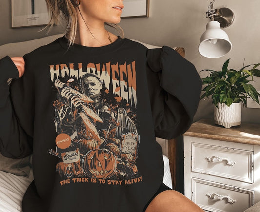 Vintage Halloween Sweatshirt, Horror Movie Sweatshirt, Myers Thriller Friday the 13th Horror Sweatshirt, Retro Halloween Sweatshirt