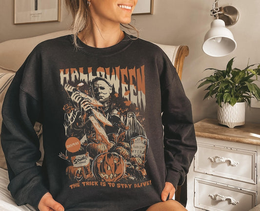 Vintage Halloween Sweatshirt, Horror Movie Sweatshirt, Myers Thriller Friday the 13th Horror Sweatshirt, Retro Halloween Sweatshirt