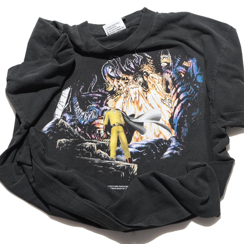 saitama Anime Washed Men's T-shirt Manga Character Graphic Shirt Anime Manga Vintage Cool T-shirt