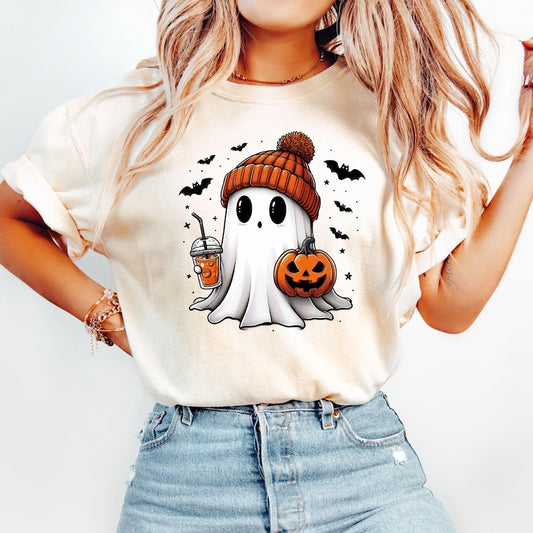 Cute Ghost Tee, Ghost Halloween T-Shirt, Halloween Women's Shirt, Halloween Pumpkin Shirt, Gift For Halloween, Halloween Tee