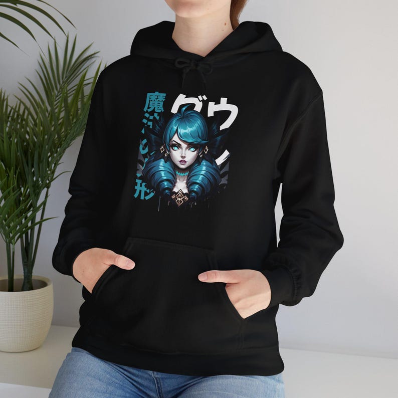 Japanese Style Gwen League of Legends Hooded Sweatshirt - Gamer Gift Top Laner Gaming Hoodie Japanese Aesthetic League of Legends Sweatshirt