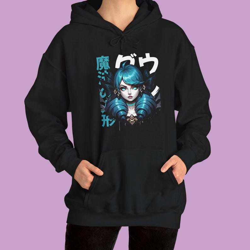 Japanese Style Gwen League of Legends Hooded Sweatshirt - Gamer Gift Top Laner Gaming Hoodie Japanese Aesthetic League of Legends Sweatshirt
