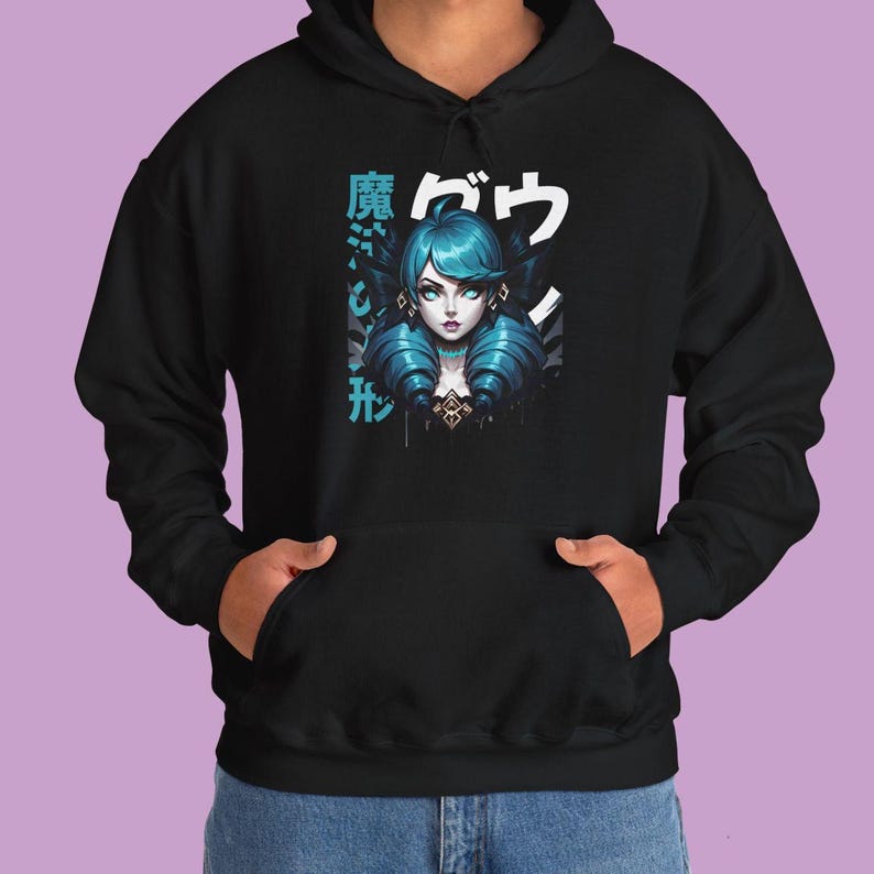 Japanese Style Gwen League of Legends Hooded Sweatshirt - Gamer Gift Top Laner Gaming Hoodie Japanese Aesthetic League of Legends Sweatshirt