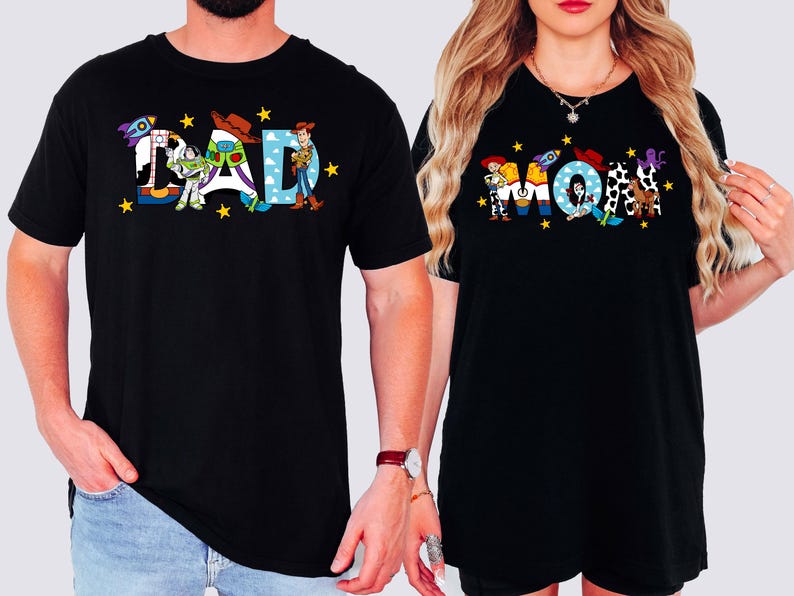 Retro Mom and Dad Disney Toy Story Shirt, New Mom Shirt,New Dad Shirt,Disney Dad Shirt,Pregnancy Announcement Shirt,Matching Mom and Dad Tee