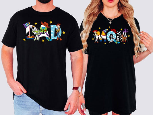 Retro Mom and Dad Disney Toy Story Shirt, New Mom Shirt,New Dad Shirt,Disney Dad Shirt,Pregnancy Announcement Shirt,Matching Mom and Dad Tee