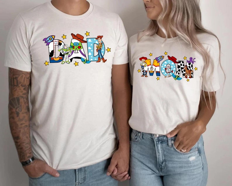 Retro Mom and Dad Disney Toy Story Shirt, New Mom Shirt,New Dad Shirt,Disney Dad Shirt,Pregnancy Announcement Shirt,Matching Mom and Dad Tee