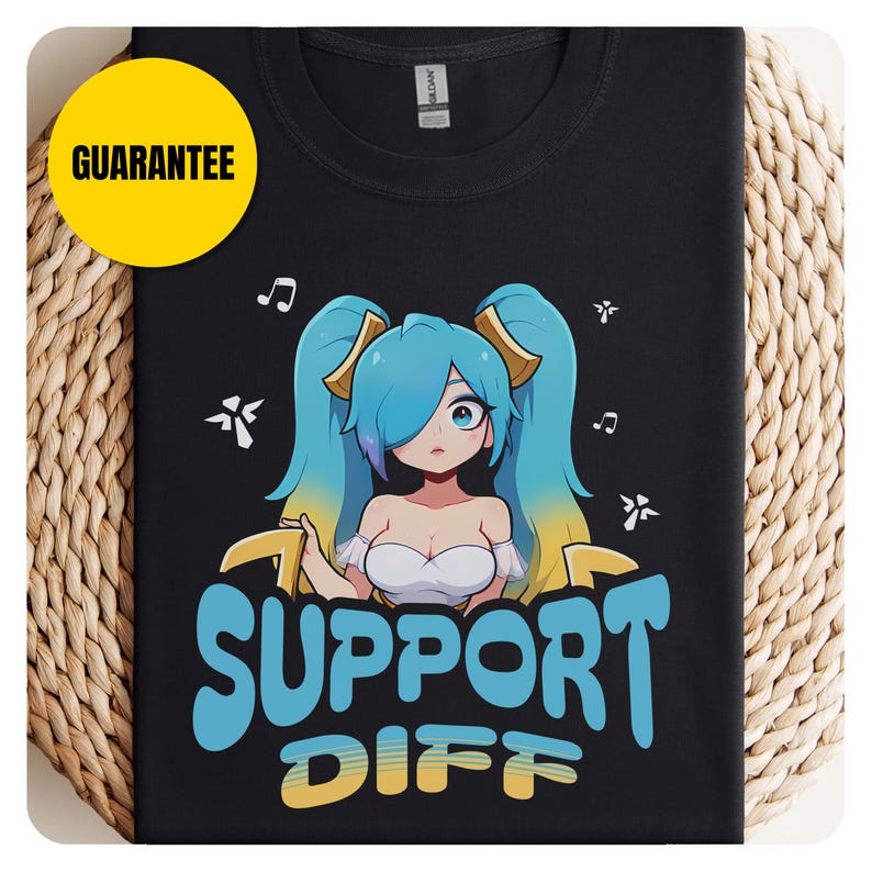Support Diff League of Legends Sona T-Shirt | LoL Gaming Tee, Gamer Shirt, Video Game Apparel, Funny Gaming Gift, Sup Lover Shirt