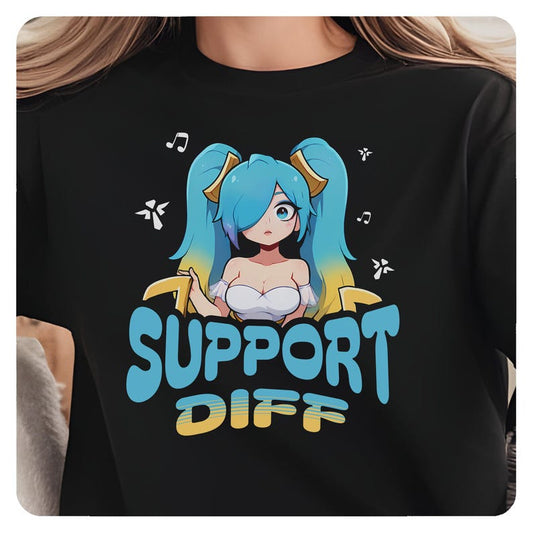 Support Diff League of Legends Sona T-Shirt | LoL Gaming Tee, Gamer Shirt, Video Game Apparel, Funny Gaming Gift, Sup Lover Shirt