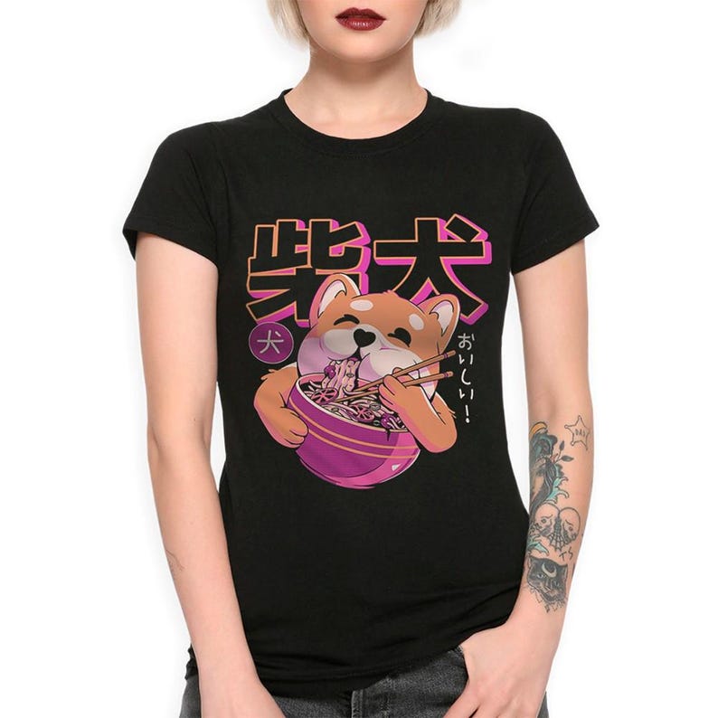 Anime Dog and Ramen T-Shirt, Men's Women's Sizes