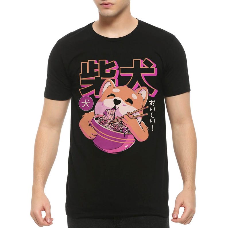 Anime Dog and Ramen T-Shirt, Men's Women's Sizes