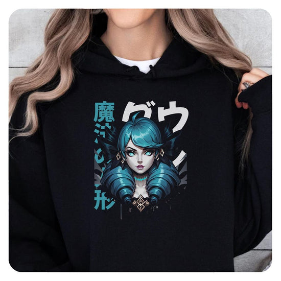 Japanese Style Gwen League of Legends Hooded Sweatshirt - Gamer Gift Top Laner Gaming Hoodie Japanese Aesthetic League of Legends Sweatshirt
