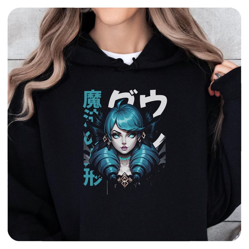Japanese Style Gwen League of Legends Hooded Sweatshirt - Gamer Gift Top Laner Gaming Hoodie Japanese Aesthetic League of Legends Sweatshirt