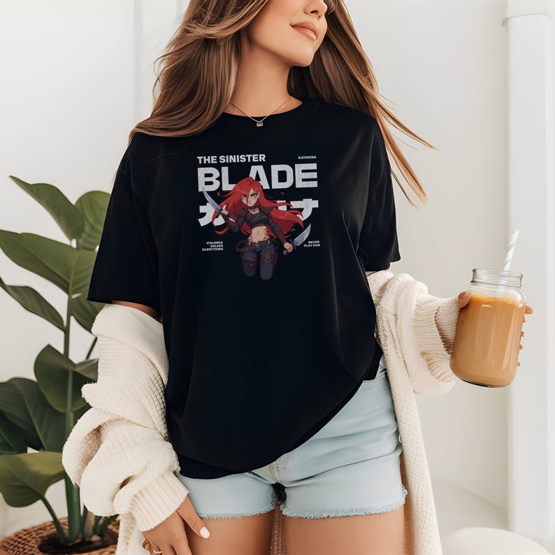 League of Legends Shirt Katarina, LoL Gamer Gift, Softstyle Tee, Japanese Style Video Game Fan Shirt, Unisex Top Main LoL Gift