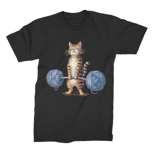 Deadlift Kitty Knitting Yarn Cat Deadlift Tee - Cute Fitness & Craft Shirt Cat Premium Adult T-Shirt