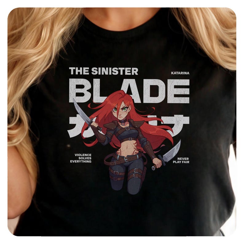 League of Legends Shirt Katarina, LoL Gamer Gift, Softstyle Tee, Japanese Style Video Game Fan Shirt, Unisex Top Main LoL Gift