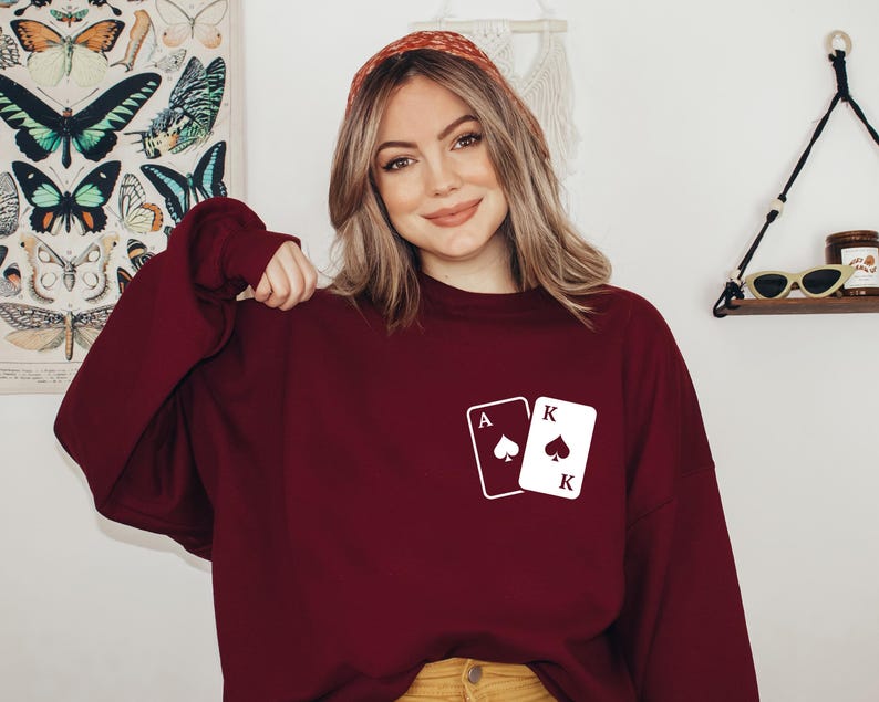Playing Cards Sweatshirt, Unisex Card Game Sweater, Gamer Crewneck, Card Lover Sweatshirt, Deck of Cards, Poker Lover Gift