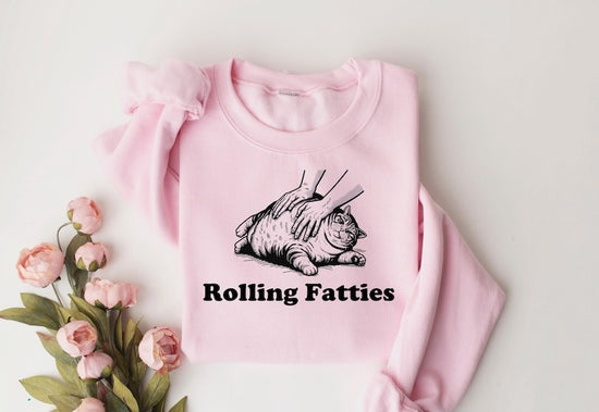 Rolling Fatties Cat T-Shirt, Funny Cat Graphic Shirt, Cat Lovers Gift, Unhinged Sweatshirt, Cat Lover Hoodie, Cute Cat Tee, Fat Cat Sweater