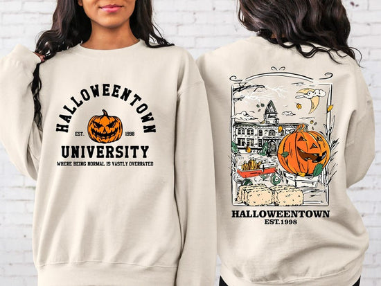 Halloweentown Est 1998 Back and Front Sweatshirt, Retro Halloween Town Crewneck Sweater Halloweentown University Halloween Fall Sweatshirt