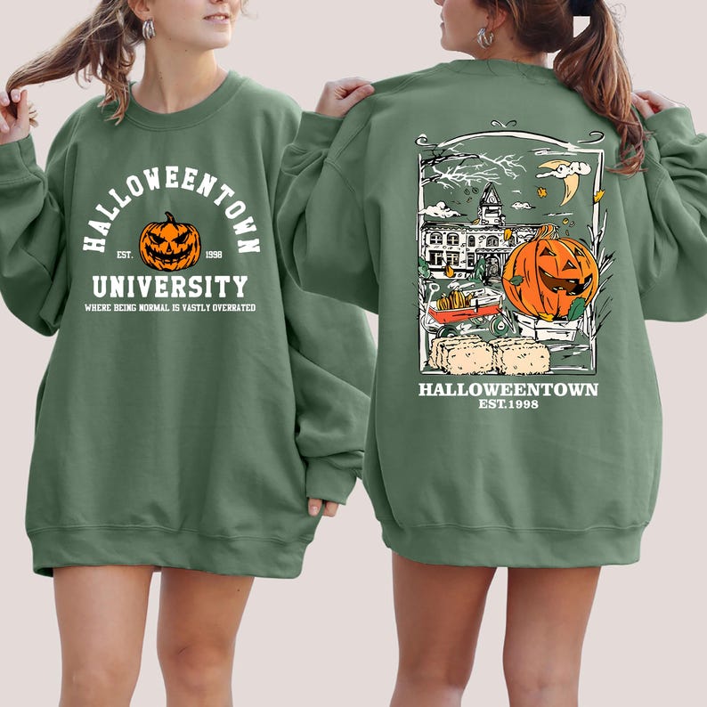 Halloweentown Est 1998 Back and Front Sweatshirt, Retro Halloween Town Crewneck Sweater Halloweentown University Halloween Fall Sweatshirt