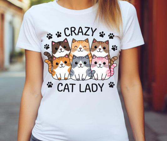 Crazy Cat Lady, Sublimation Design, Funny Cats Shirt, T-Shirt Design