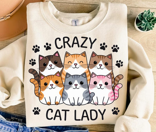 Crazy Cat Lady, Sublimation Design, Funny Cats Shirt, Sweatshirt