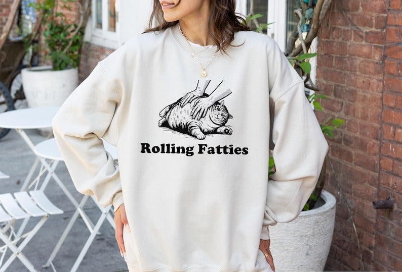 Rolling Fatties Cat T-Shirt, Funny Cat Graphic Shirt, Cat Lovers Gift, Unhinged Sweatshirt, Cat Lover Hoodie, Cute Cat Tee, Fat Cat Sweater