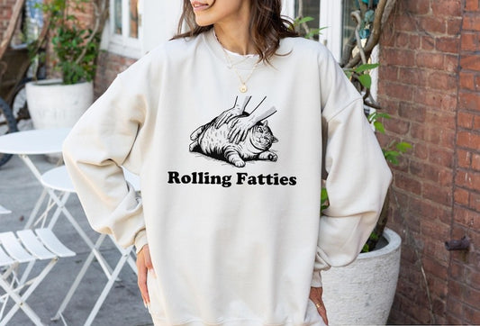 Rolling Fatties Cat T-Shirt, Funny Cat Graphic Shirt, Cat Lovers Gift, Unhinged Sweatshirt, Cat Lover Hoodie, Cute Cat Tee, Fat Cat Sweater