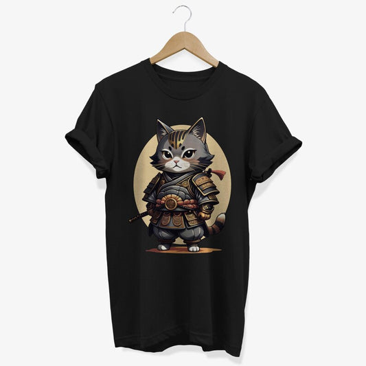 Kawaii Samurai Cat T-shirt | Japanese Kitten Warrior Graphic Tee | Anime Lovers Gifts